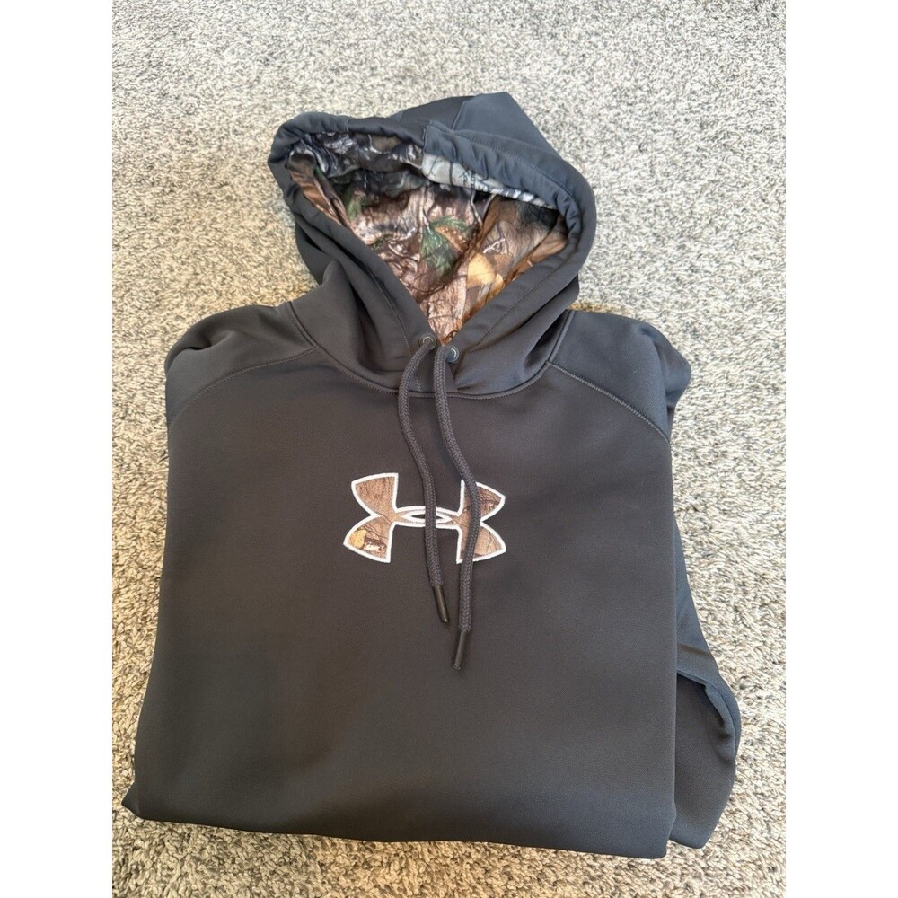 Under Armour Men's Medium Storm Black Pullover Hoodie Camo Lined Hood